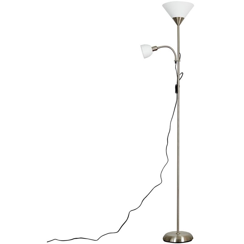 Mozz Chrome 2 Way Mother/Father Parent & Child Uplighter Spotlight Design Floor Lamp with 2 x led Bulbs In Warm White
