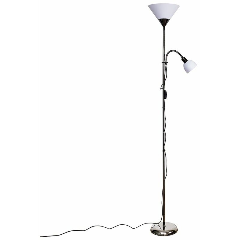 Minisun - Floor Lamp Mozz Mother & Child Reading Light - Black Chrome + led Bulb