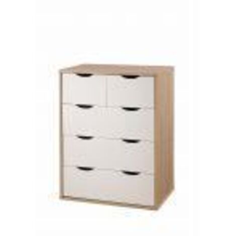 Modern 3+2 Drawer Chest With Cut Out Handles Smooth Metal Runners White & Cream