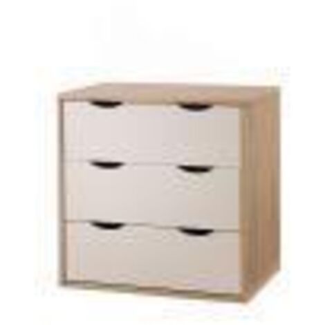 Modern 3 Drawer Chest With Cut Out Handles Smooth Metal Runners White & Cream
