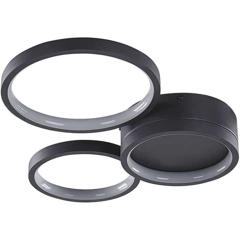 Beliani LED Ceiling Lamp Agnat Metal Black, Black