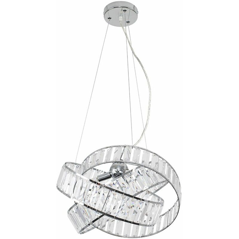 Acrylic Jewel Ceiling Light 3 Way Ring Pendant - No Bulb
