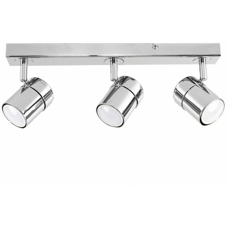 Minisun - 3 Way Straight Bar Ceiling Spotlight + 5W Cool White GU10 LED Bulbs - Chrome