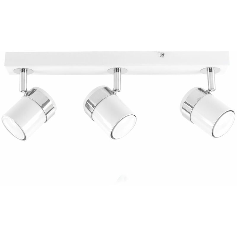 Minisun - 3 Way Straight Bar Ceiling Spotlight + 5W Cool White GU10 LED Bulbs - White