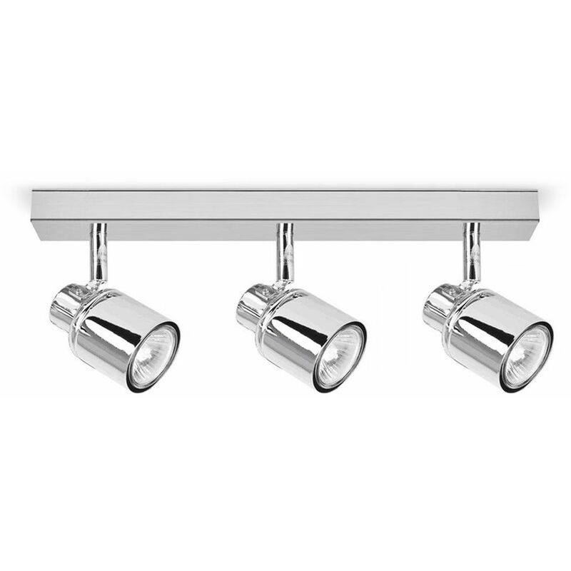 3 Way Chrome IP44 Adjustable Straight Bar Bathroom Ceiling Spotlight