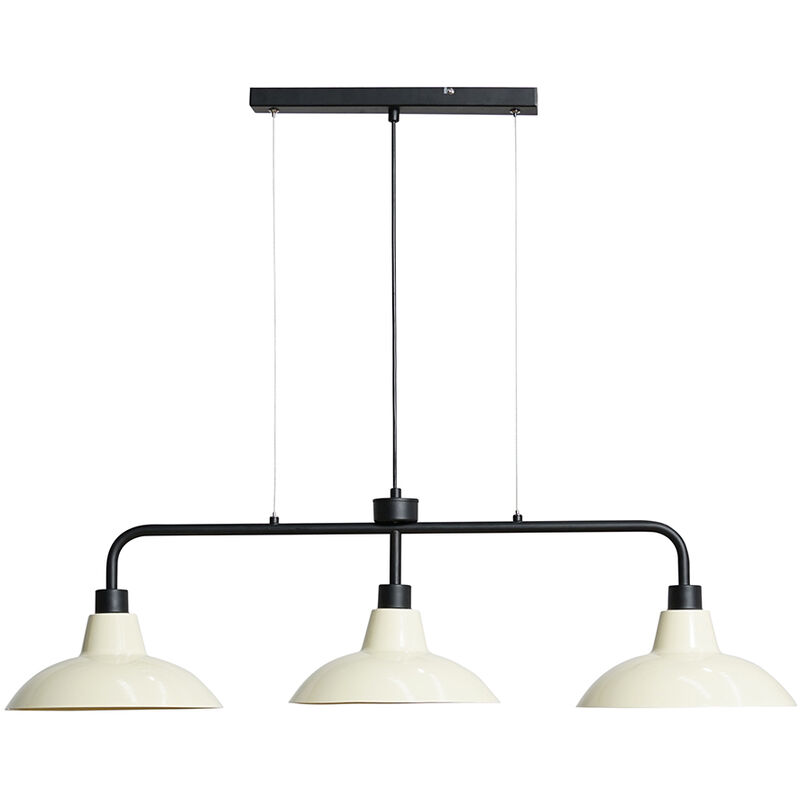 Minisun - 3 Way Rise & Fall Suspended Over Table Ceiling Light + 6W LED GLS Bulbs - Cream