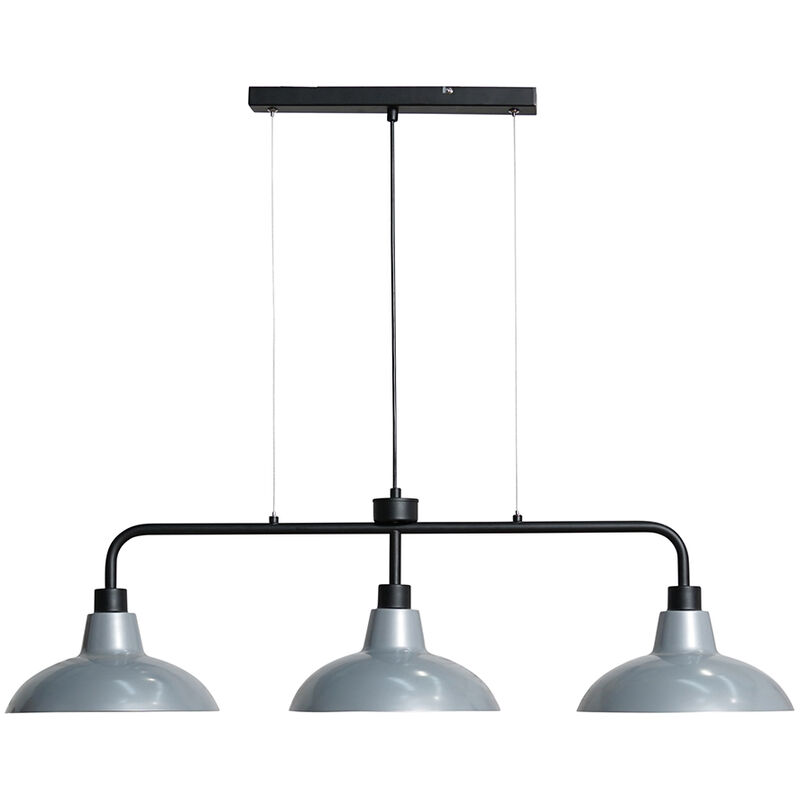 Minisun - 3 Way Rise & Fall Suspended Over Table Ceiling Light + 6W LED GLS Bulbs - Grey