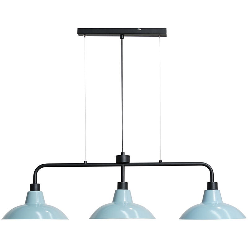 Minisun - 3 Way Rise & Fall Suspended Over Table Ceiling Light + 6W LED GLS Bulbs - Blue