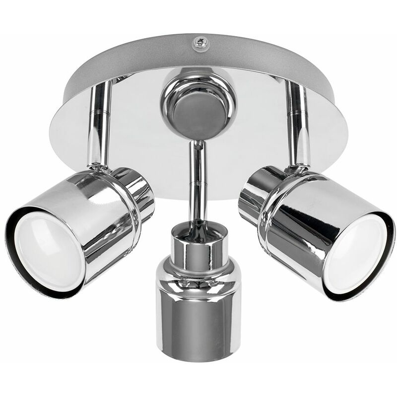 Minisun - 3 Way Round Plate Bathroom Ceiling Spotlight - IP44 Rated - Chrome
