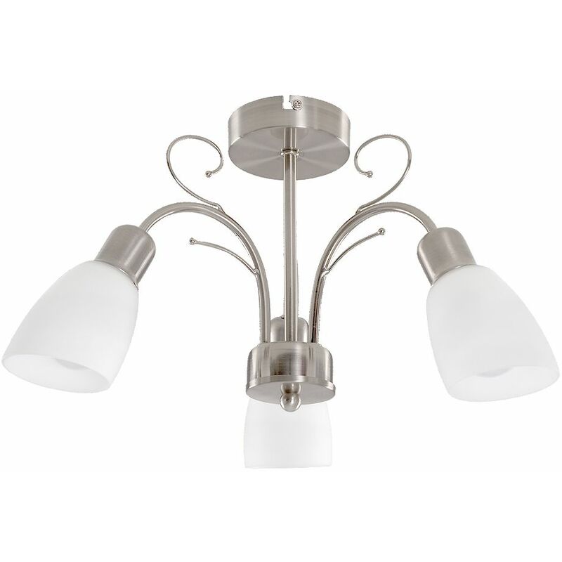 Minisun - 3 Way Brushed Chrome Ceiling Light Frosted Glass Shades - No Bulbs
