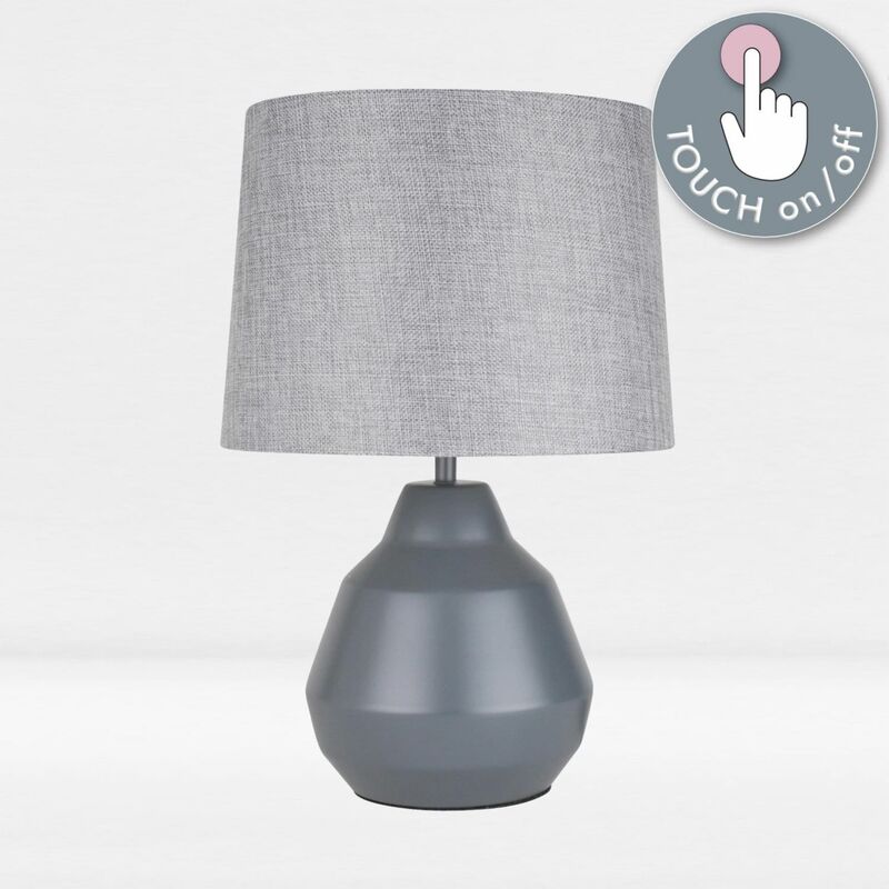 Grey 39cm Touch Lamp with Grey Shade
