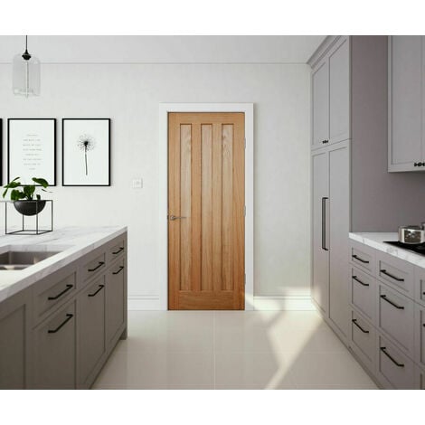Modern 3P Panel Oak Panel Door 1981 x 838mm
