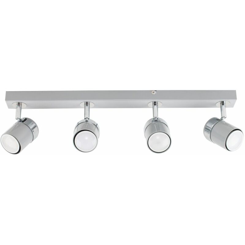 Minisun - Adjustable 4 Way Ceiling Spotlight Fitting + 5W Warm White LED GU10 Bulbs - Grey