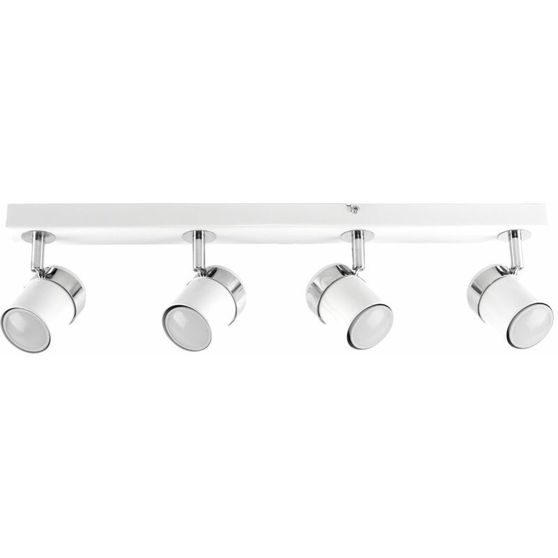 Minisun - Adjustable 4 Way Ceiling Spotlight Fitting + 5W Warm White LED GU10 Bulbs - White