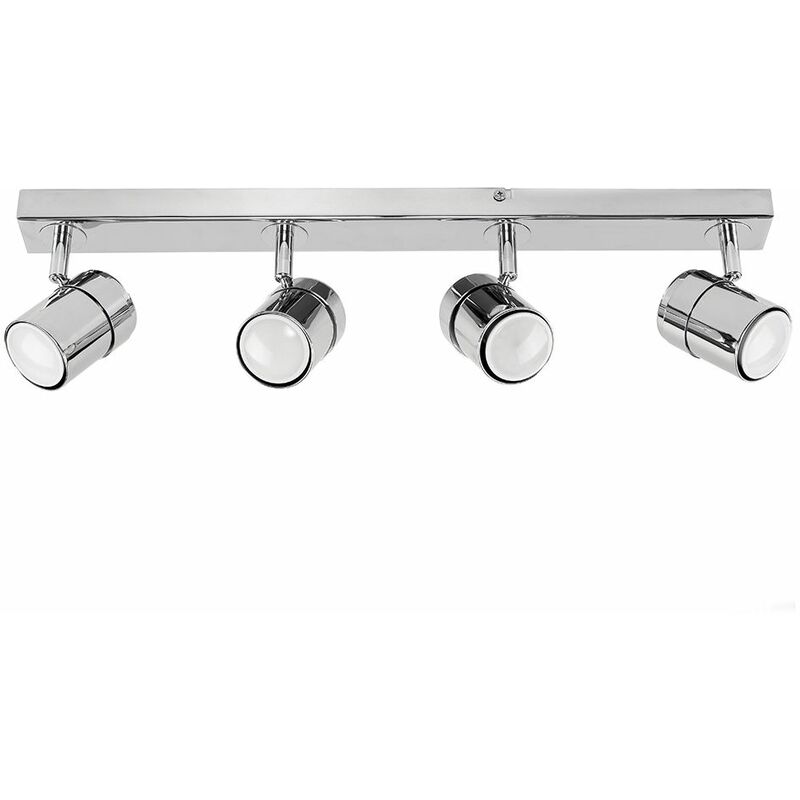 Minisun - Adjustable 4 Way Ceiling Spotlight Fitting + 5W Cool White LED GU10 Bulbs - Chrome
