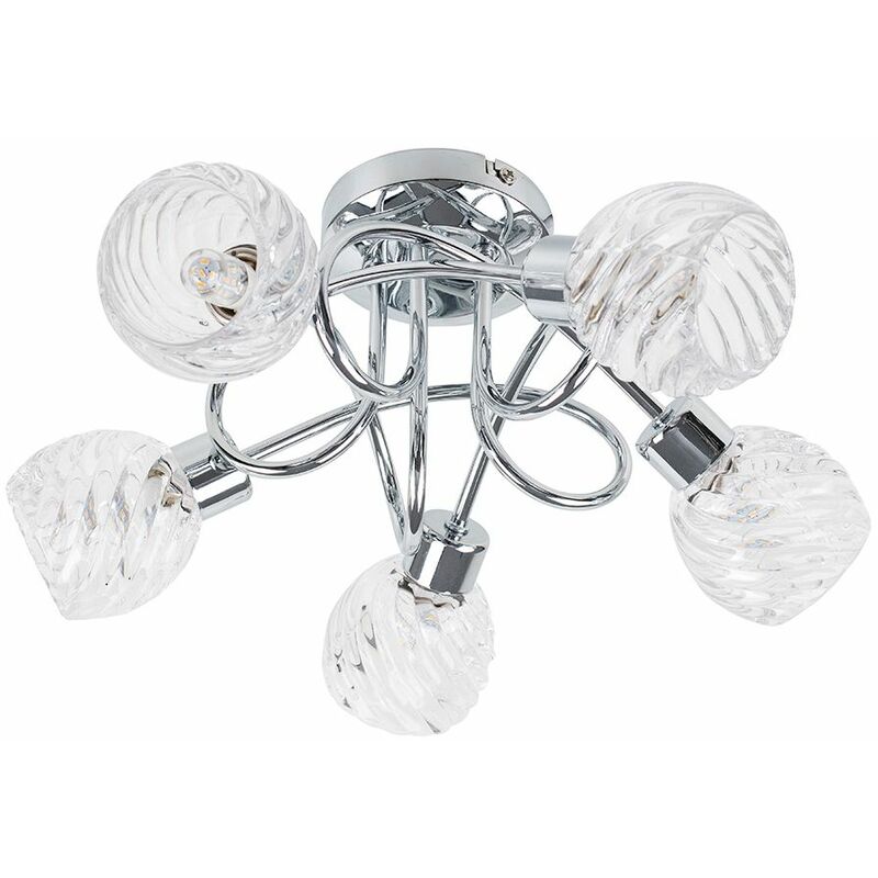 5 Way Cross Over Ceiling Light Glass Shade - Add led Bulbs