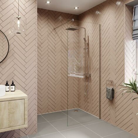 Modern 800mm Walk In Wet Room Shower Screen Panel Easy Clean 8mm Safety Glass