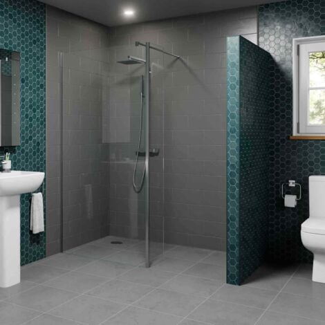 main image of "Modern 800mm Walk In Wet Room Shower Screen Return Panel Easy Clean 8mm Glass"