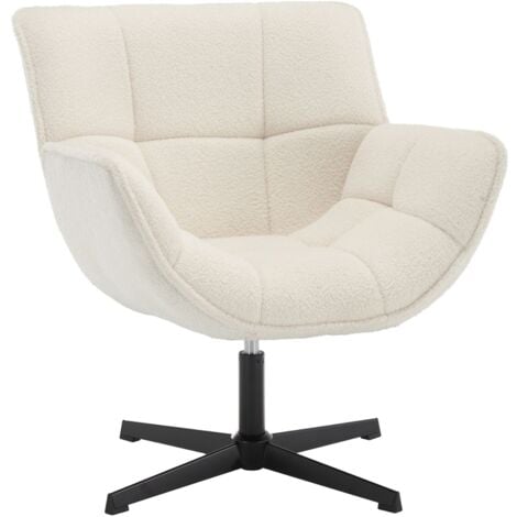 Modern Accent Chair in Faux Fur Lounge Chair Comfortable Padded Armchair with Metal Legs for Bedroom Living Room, White, Wahson