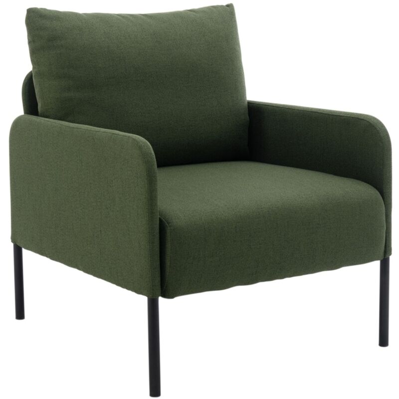 Linen Accent Chair Upholstered Single Sofa Occasional Tub Chair Leisure Lounge Armchair with Metal Legs for Reading Bedroom Living Room, Green