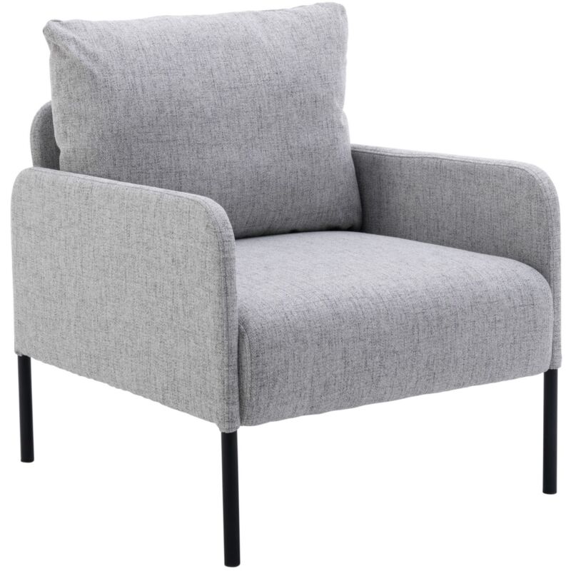 Linen Accent Chair Upholstered Single Sofa Occasional Tub Chair Leisure Lounge Armchair with Metal Legs for Reading Bedroom Living Room, Grey