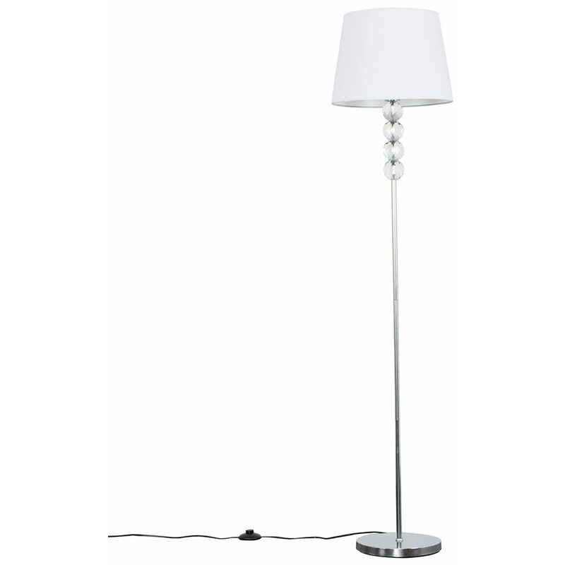 Minisun - Eleanor Floor Lamp in Chrome with Aspen Shade - White - Including LED Bulb