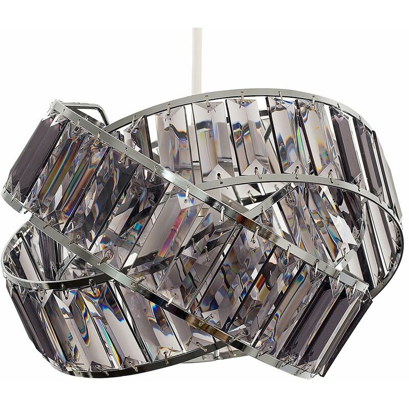 Acrylic Jewel Rings Ceiling Pendant Light Shade - Smoked - Including LED Bulb