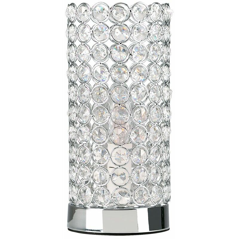Modern Touch Table Lamp 23cm Crystal Dimmer Chrome Bedside Table Lamp - No Bulb