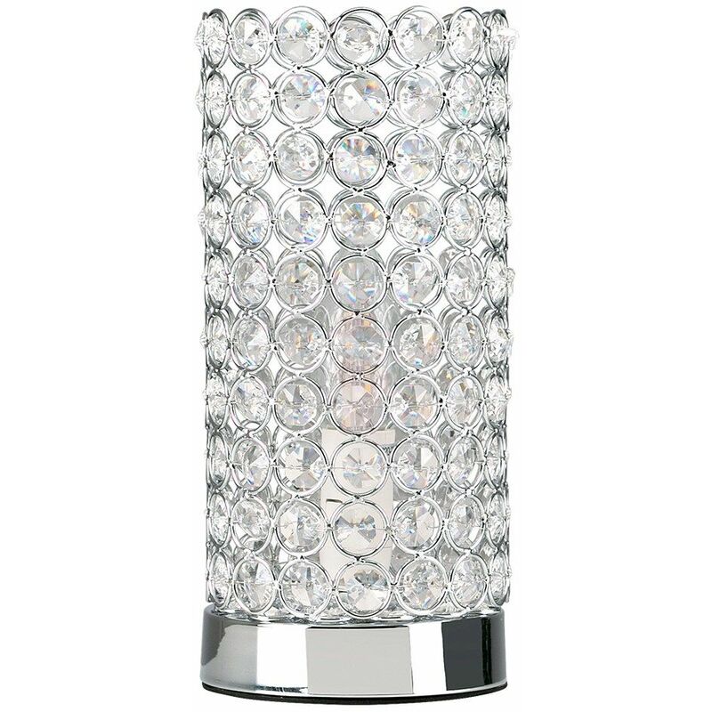 Modern Touch Table Lamp 23cm Crystal Dimmer Chrome Bedside Table Lamp - Add LED Bulb