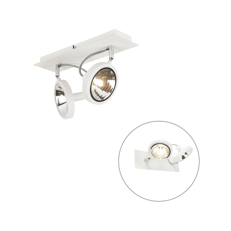 Qazqa - Modern Adjustable Spotlight 2 White - Nox