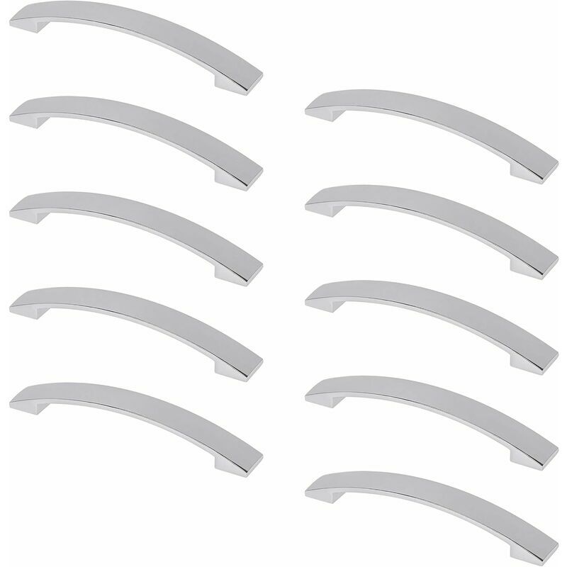 Modern Aluminum Furniture Handle - Furniture Door and Drawer Handle - Bedroom, Kitchen, Living Room, Office - Polished Chrome - Screws Included