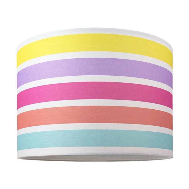 Modern and Cute Multi Coloured Rainbow Stripe Cotton Fabric Lamp Shade - 10' by Happy Homewares