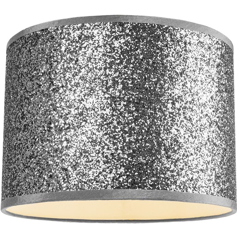 Modern and Designer Bright Silver Glitter Fabric Pendant/Lamp Shade 30cm Wide by Happy Homewares