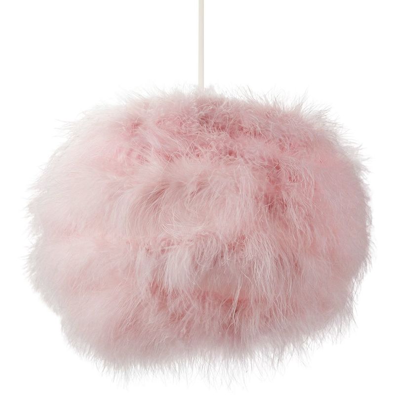 Modern and Distinctive Small Real Pink Feather Decorated Pendant Light Shade by Happy Homewares