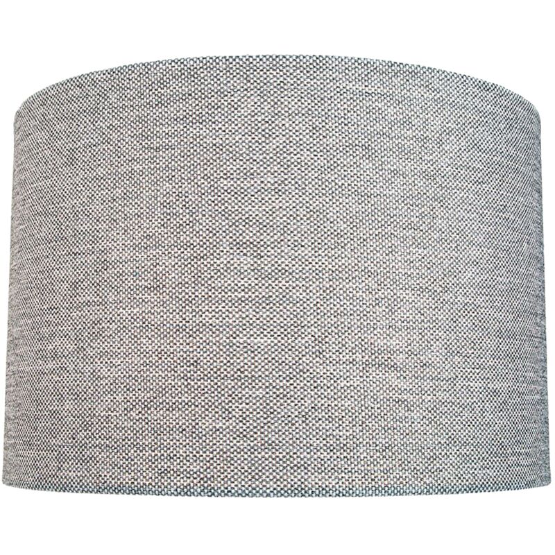 Modern and Sleek 30cm Width Light Grey Linen Fabric Drum Lamp Shade 60w Maximum by Happy Homewares
