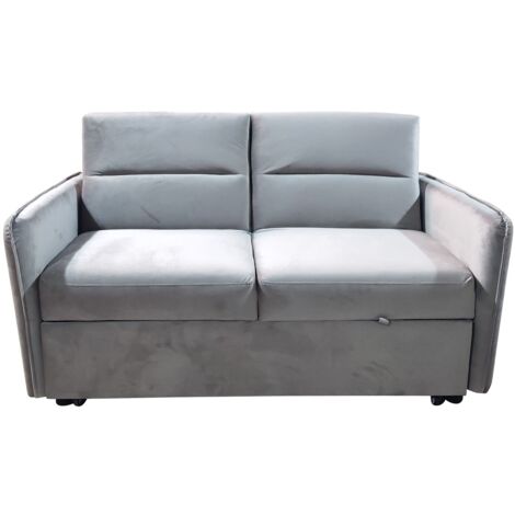 Modern and Versatile Velvet 2 Seater Guest Sofa Bed - Beige - Beige