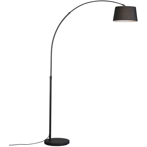 main image of "Modern arc lamp black with black fabric shade - Arc Basic"