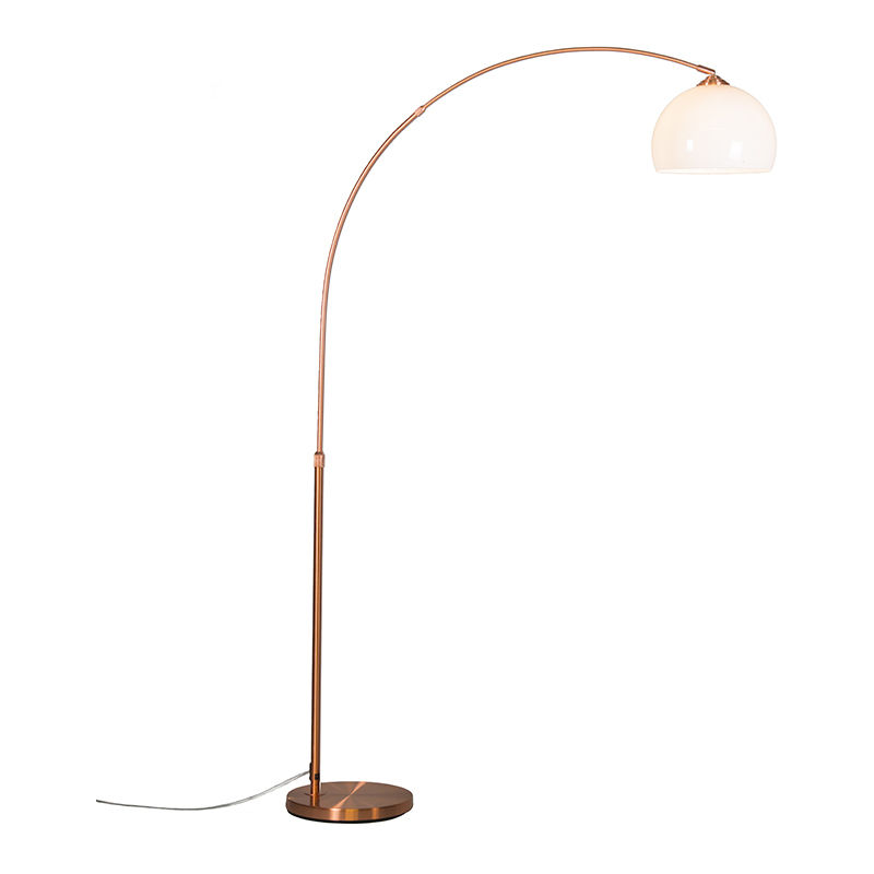 Modern arc lamp copper with white shade - Arc Basic