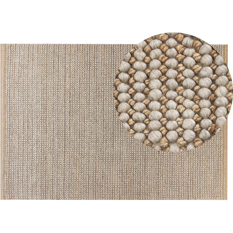 Modern Area Rug Wool Handwoven 140 x 200 cm Beige Loop Pile Banoo