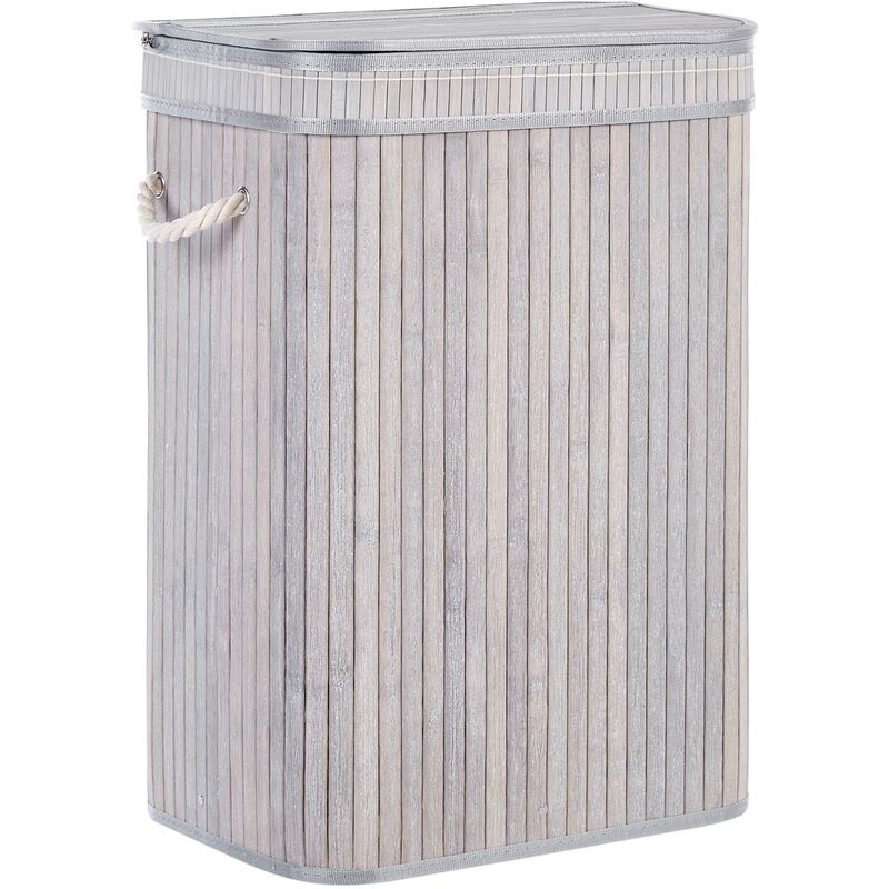 Modern Bamboo Basket Laundry Bin with Removable Lid and Handles Grey Kalutara