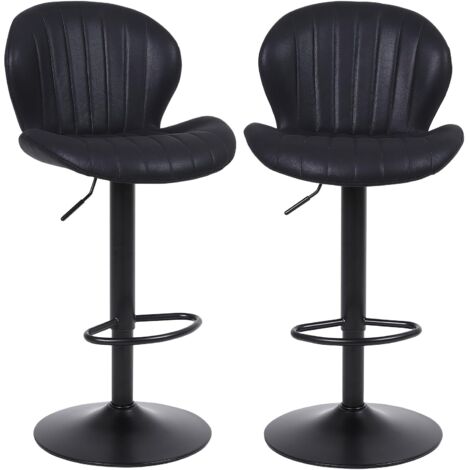 Modern Bar Stools Set of 2,Swivel, with Back, Black