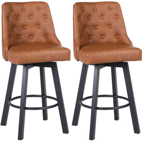 Modern Bar Stools Set of 2,Swivel, with Back, Brown