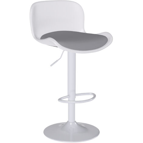 Modern Bar Stools,Barstool with backrest,（White/Grey,Set of 1)