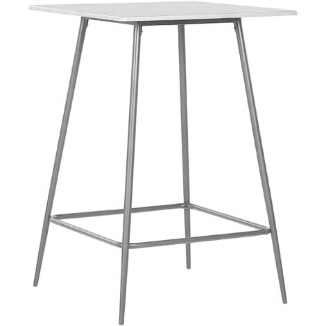 Modern Bar Table Square 70 x 70 cm Grey Top Steel Legs Black Velta - Grey