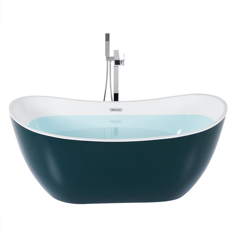 Modern Bath Tub Acrylic Oval Overflow System Freestanding 170 cm Green Antigua - Green