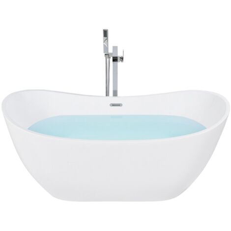 Alfi Brand AB8839 Oval Acrylic Free Standing Soaking Bathtub 67" White