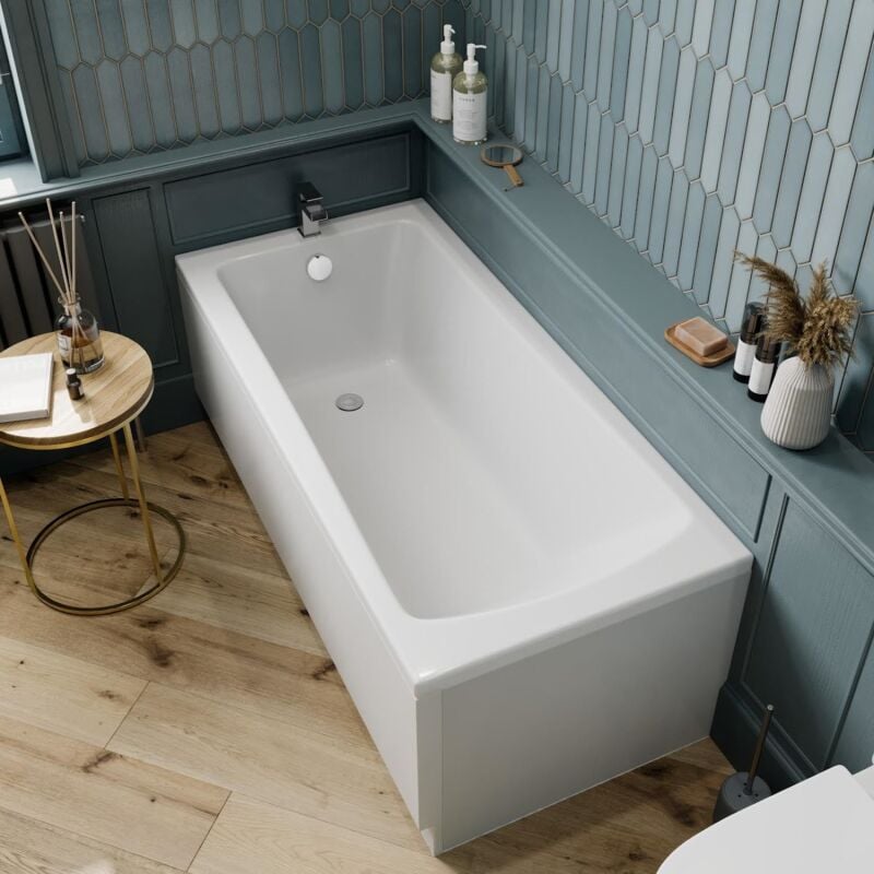 Modern Bathroom 1500mm Single Ended Wide Square Bath Acrylic White Bathtub