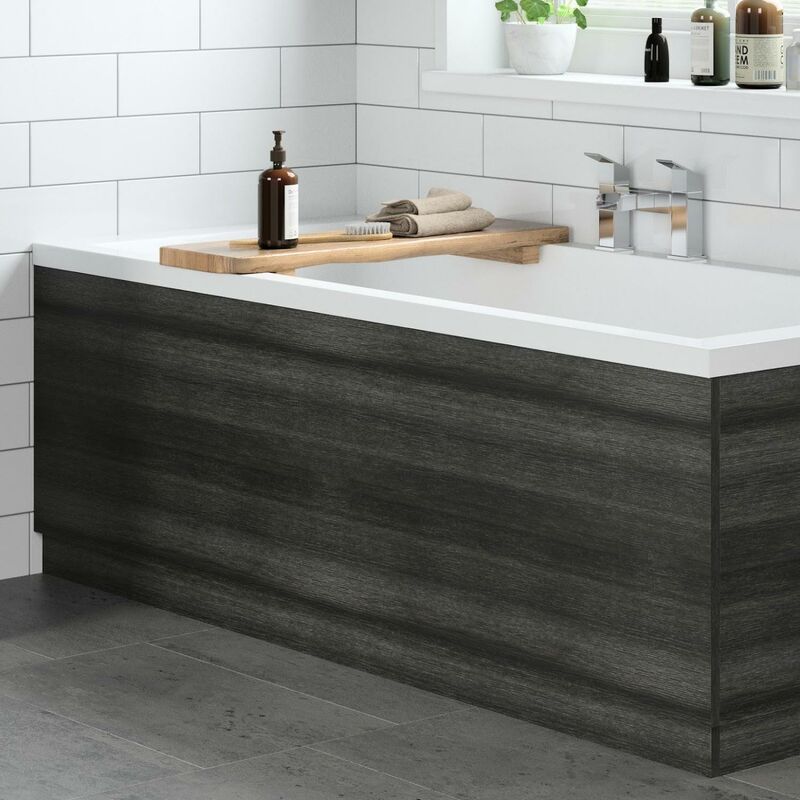 Modern Bathroom 1700mm Front Side Bath Panel 16mm mfc Charcoal Grey Easy Cut - Grey
