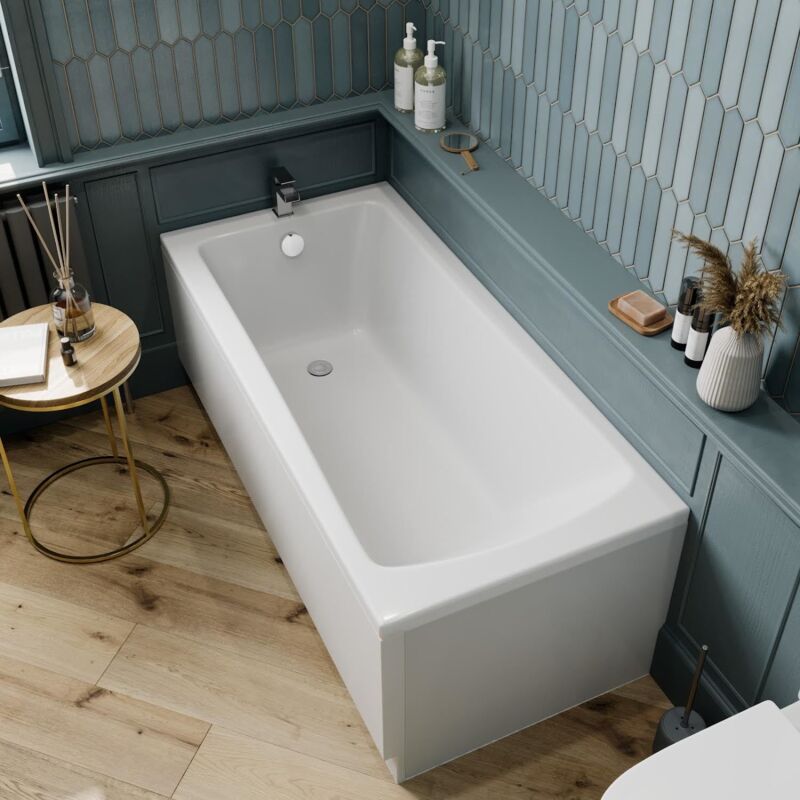 Aquari - Modern Bathroom 1700mm Single Ended Wide Square Bath Acrylic White Bathtub