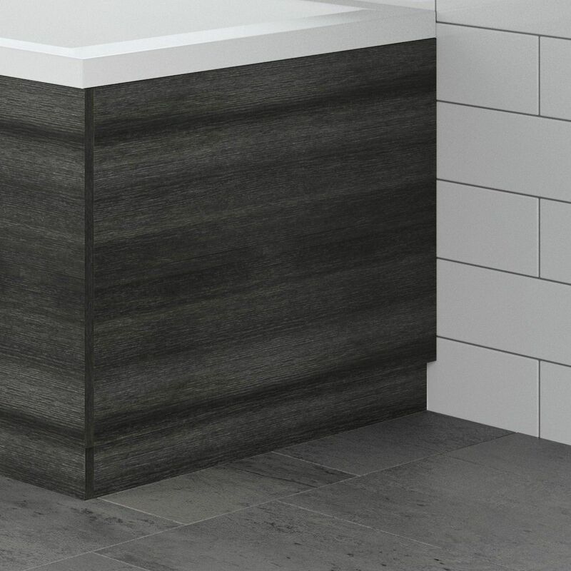 Modern Bathroom 800mm End Bath Panel 16mm mfc Charcoal Grey Wood Plinth Easy Cut - Grey